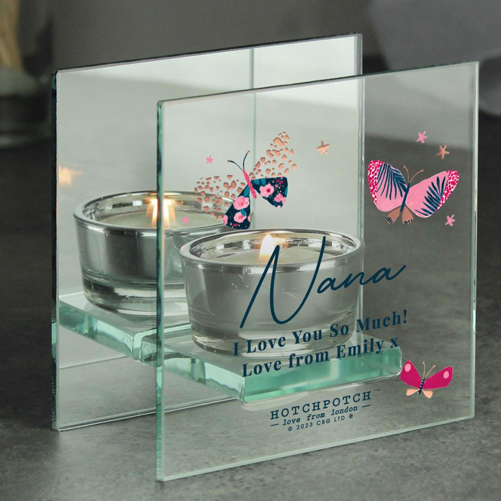 Personalised Hotchpotch Butterfly Mirrored Glass Tea Light Holder Extra Image 3